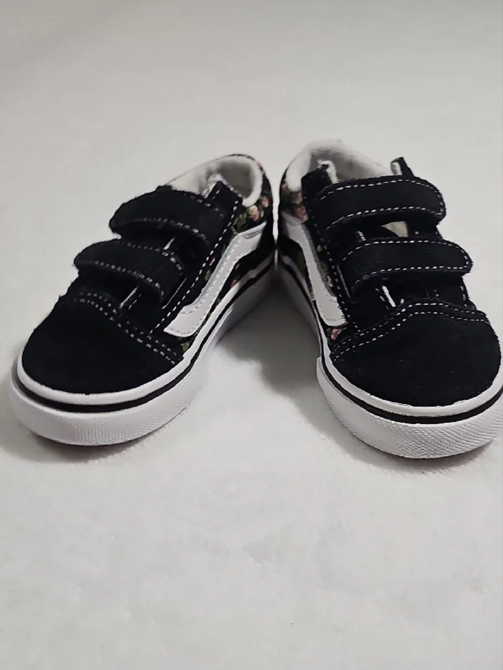 Vans Old Skool V Toddler Shoes Size 5 Black Floral Suede Canvas Low Top Sneakers